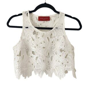 Akira Chicago Red Label White Lace Crop Top Tank Cottagecore Shirt Blouse S